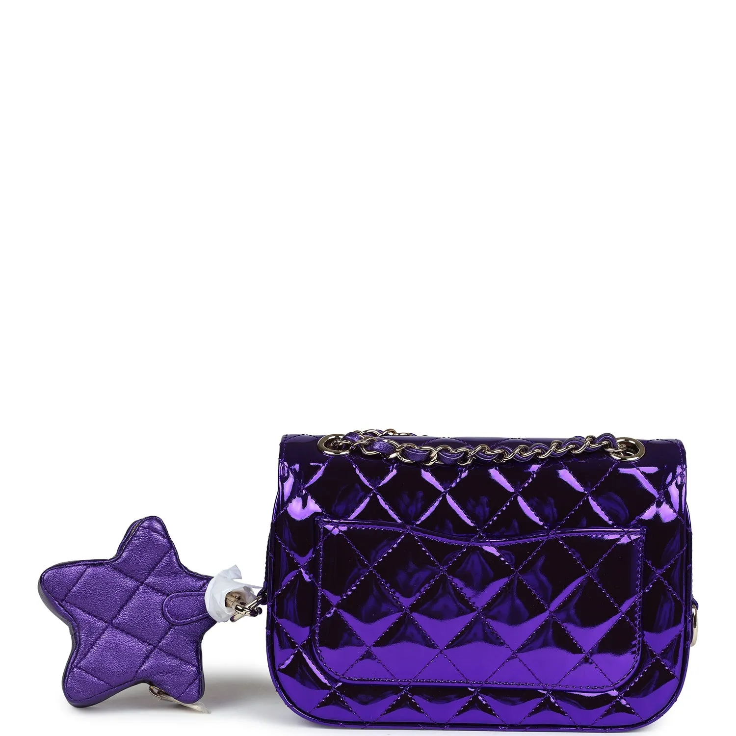 Chanel Mini Flap Bag & Star Coin Purse Purple Mirror Calfskin/Metallic Calfskin Light Gold Hardware