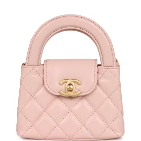 Chanel Nano Kelly Shopper Light Pink Shiny Aged Calfskin Brushed Gold Hardware