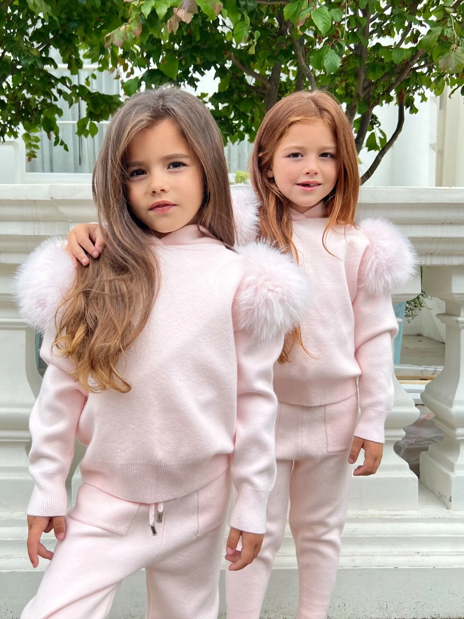 Childrens Baby Pink Premium Faux Fur Tracksuit