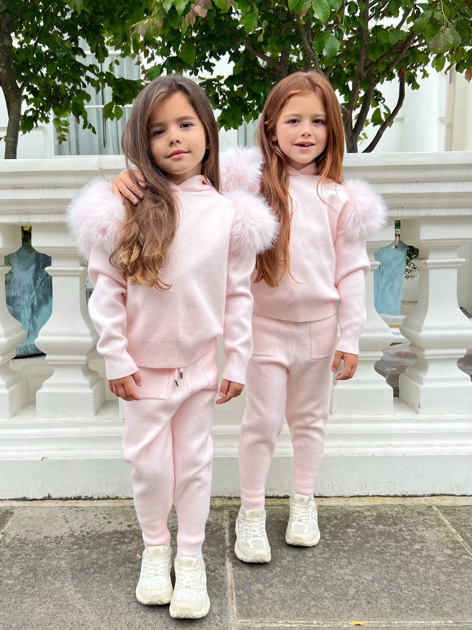 Childrens Baby Pink Premium Faux Fur Tracksuit