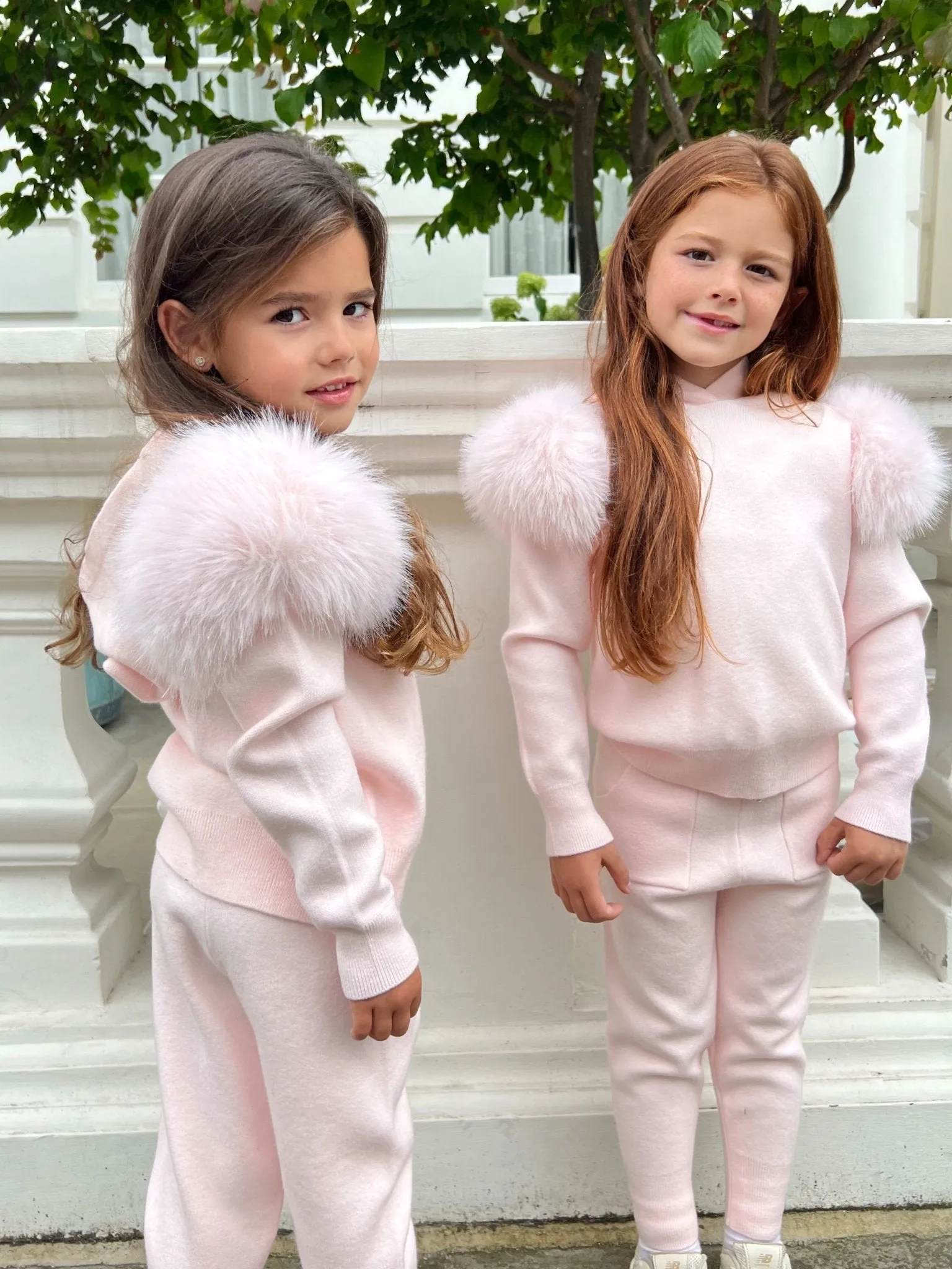 Childrens Baby Pink Premium Faux Fur Tracksuit