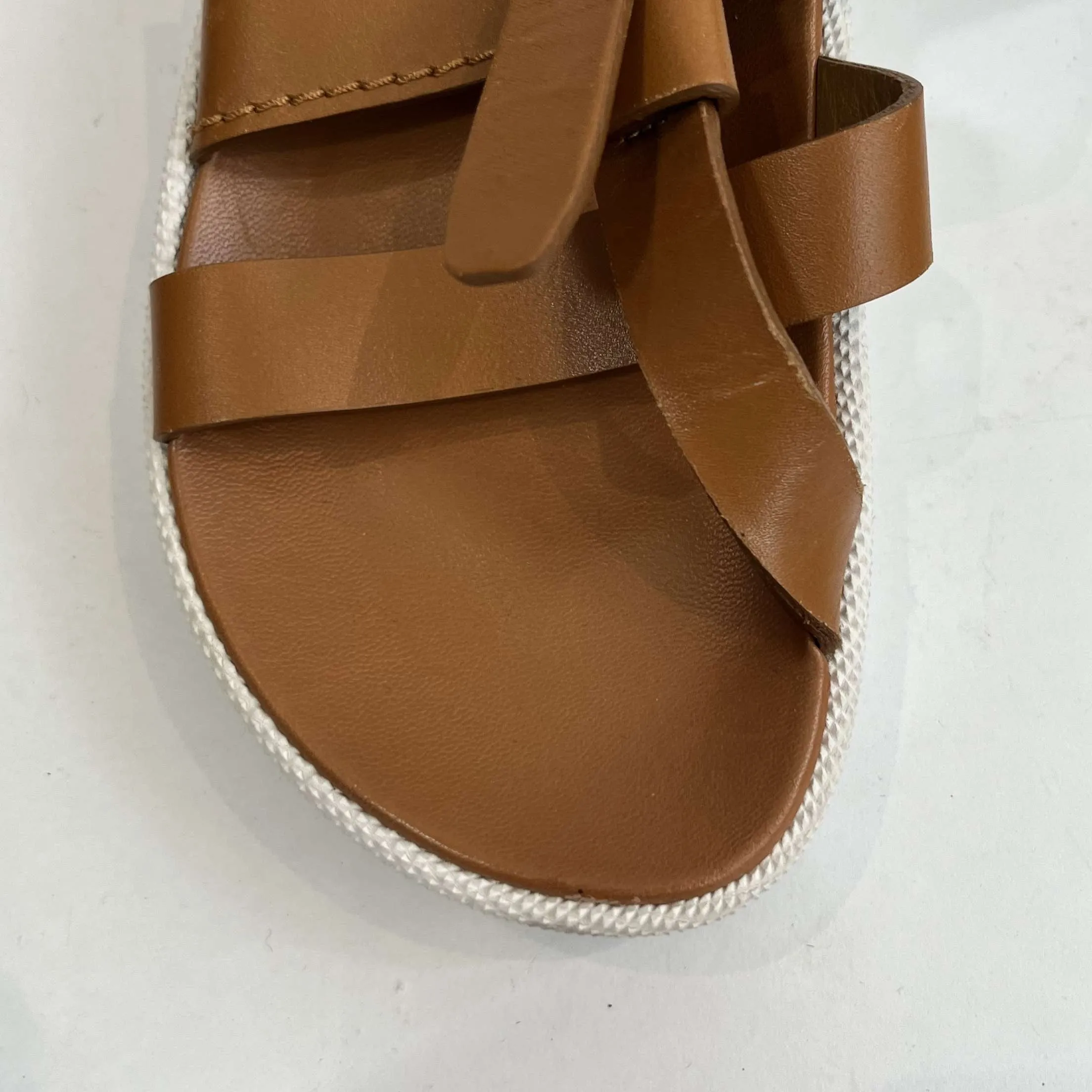 Chloe Tan & White Leather Sandals 38