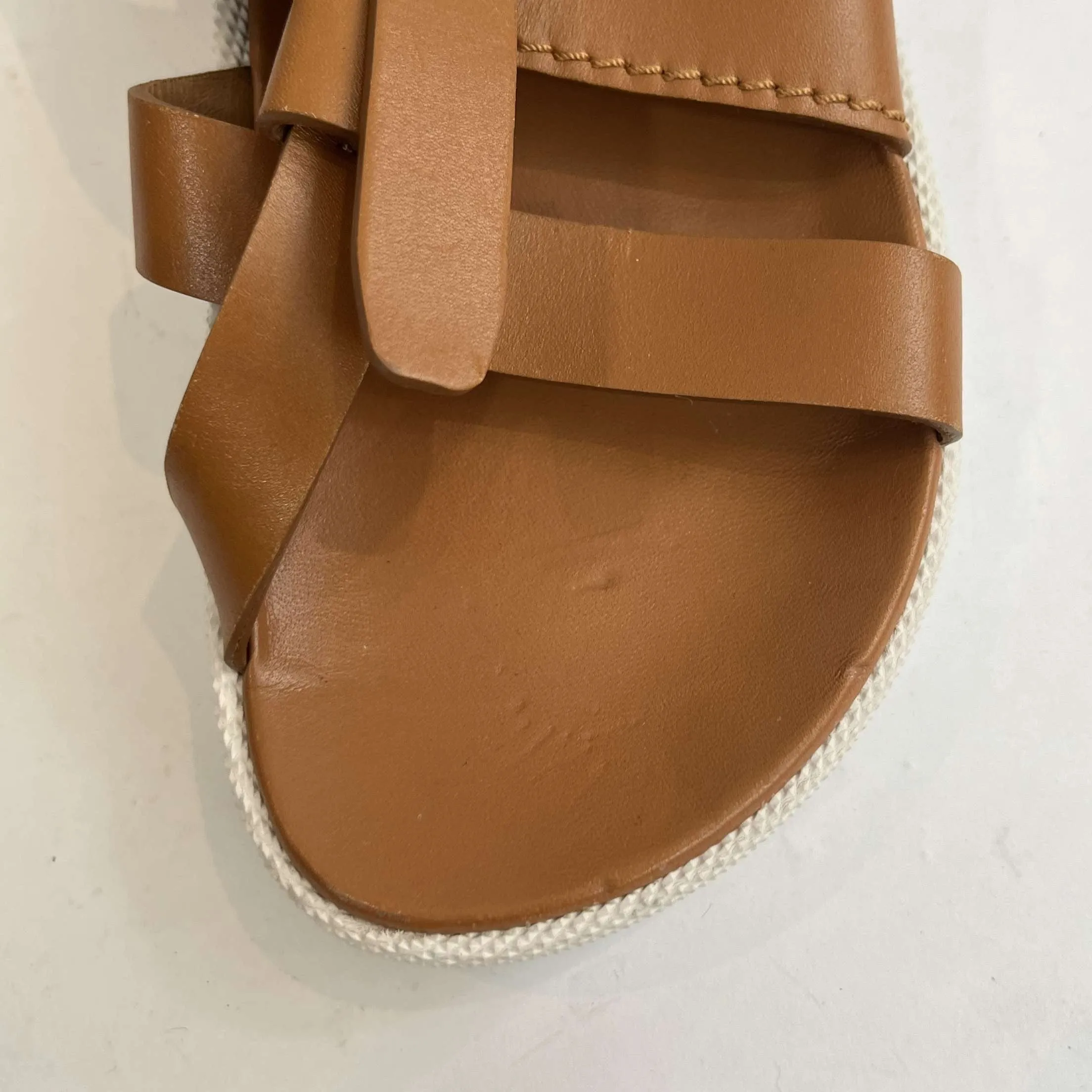 Chloe Tan & White Leather Sandals 38