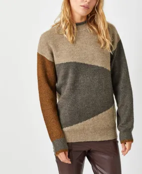 Color Block Mock Neck Sweater