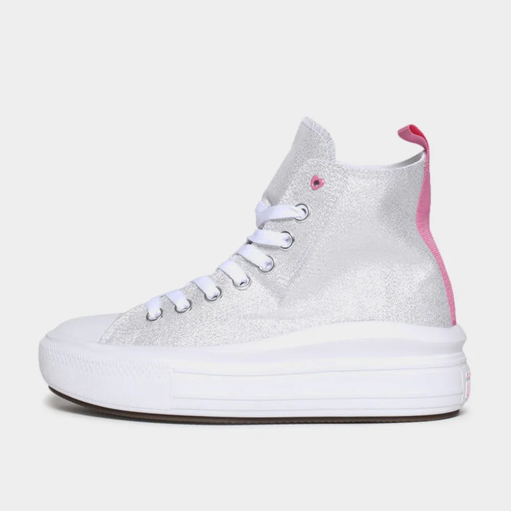 Converse Womens Chuck Taylor All Star Move Platform Sparkle Sneaker White/Pink _ 181074 _ White