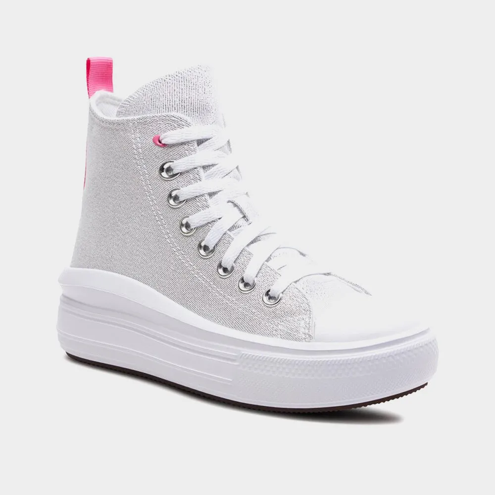 Converse Womens Chuck Taylor All Star Move Platform Sparkle Sneaker White/Pink _ 181074 _ White