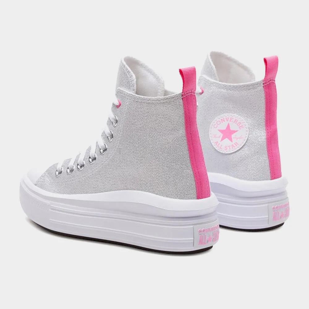 Converse Womens Chuck Taylor All Star Move Platform Sparkle Sneaker White/Pink _ 181074 _ White