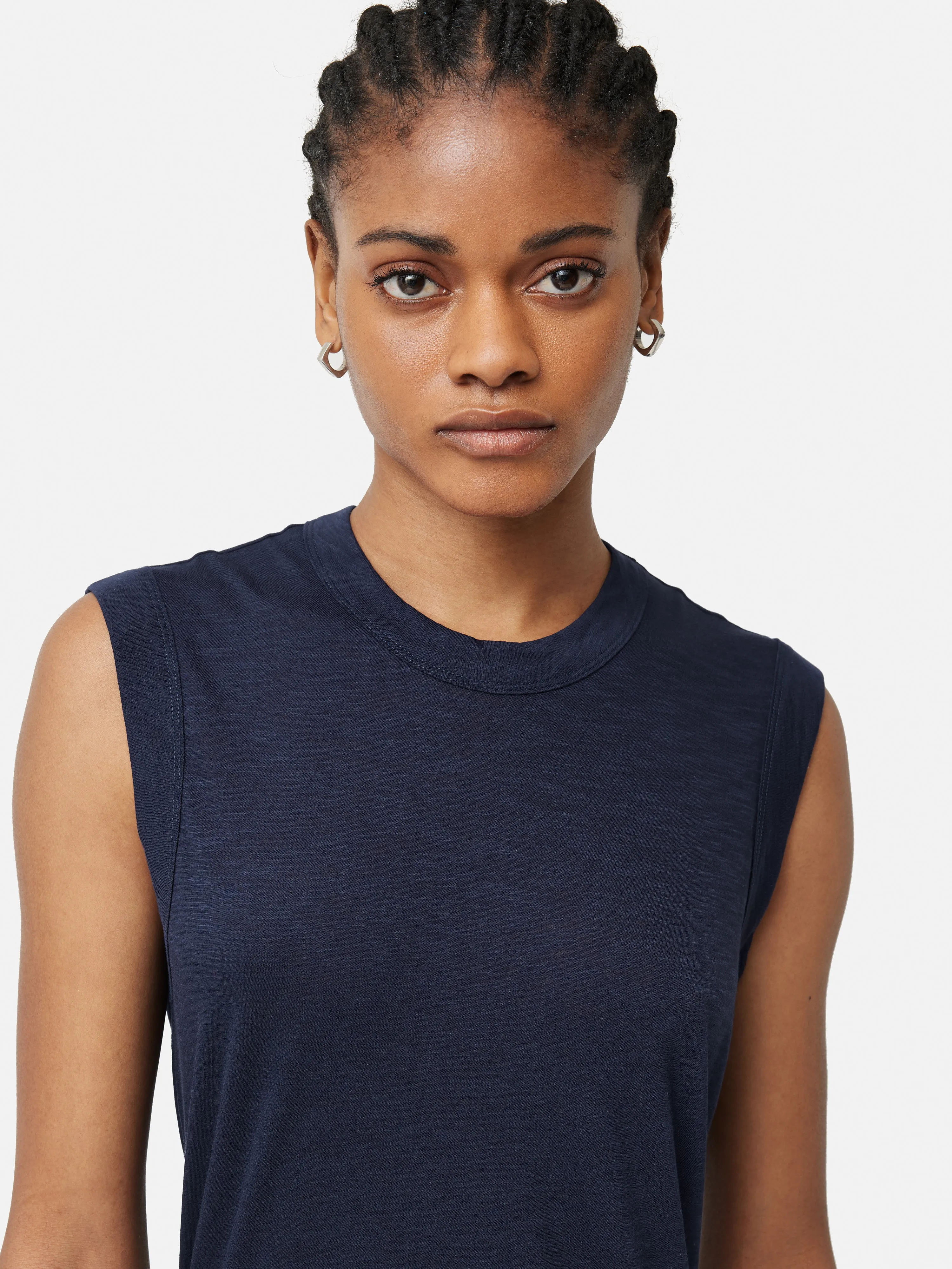 Cotton Slub Tank Top | Navy