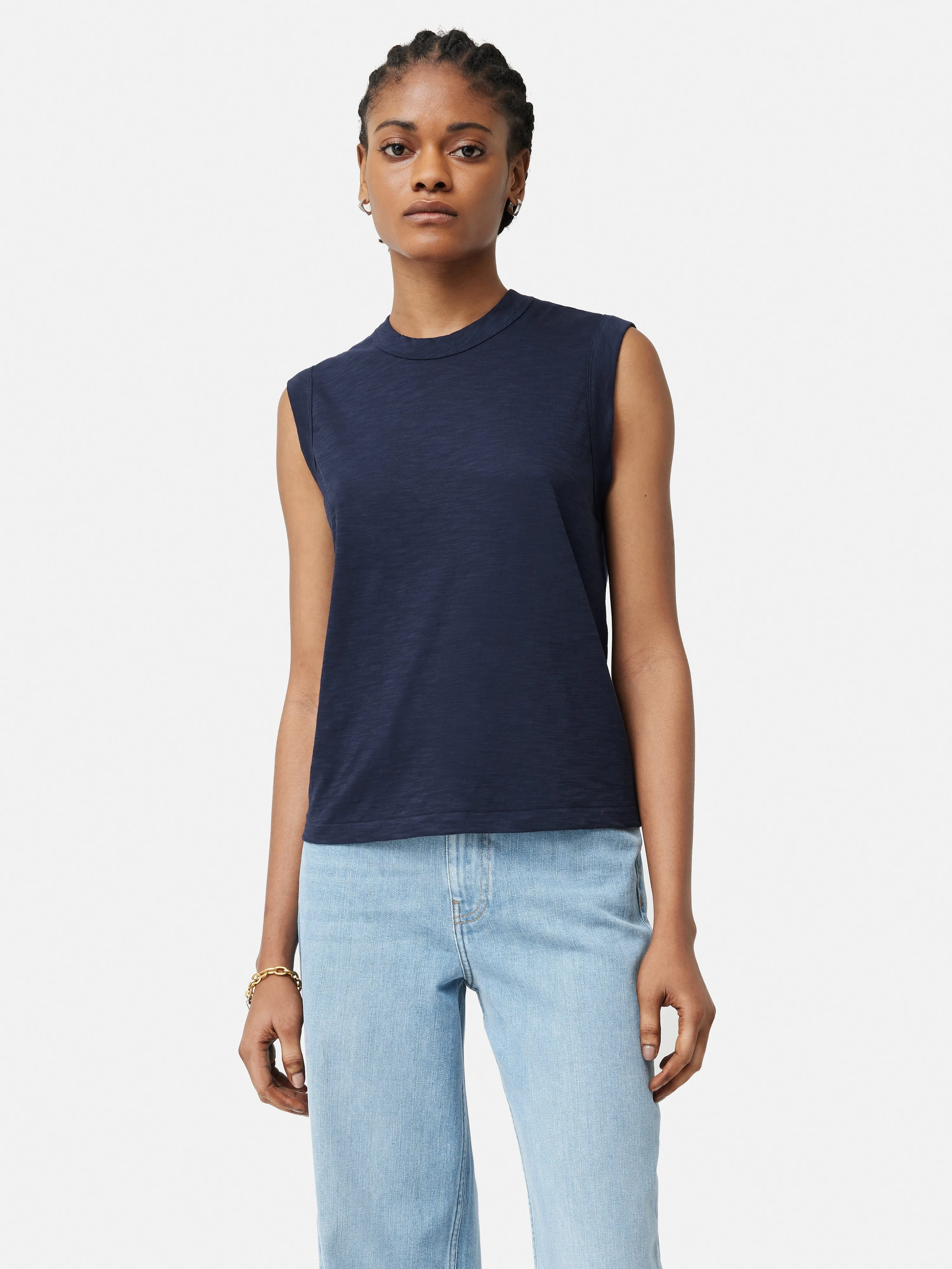 Cotton Slub Tank Top | Navy