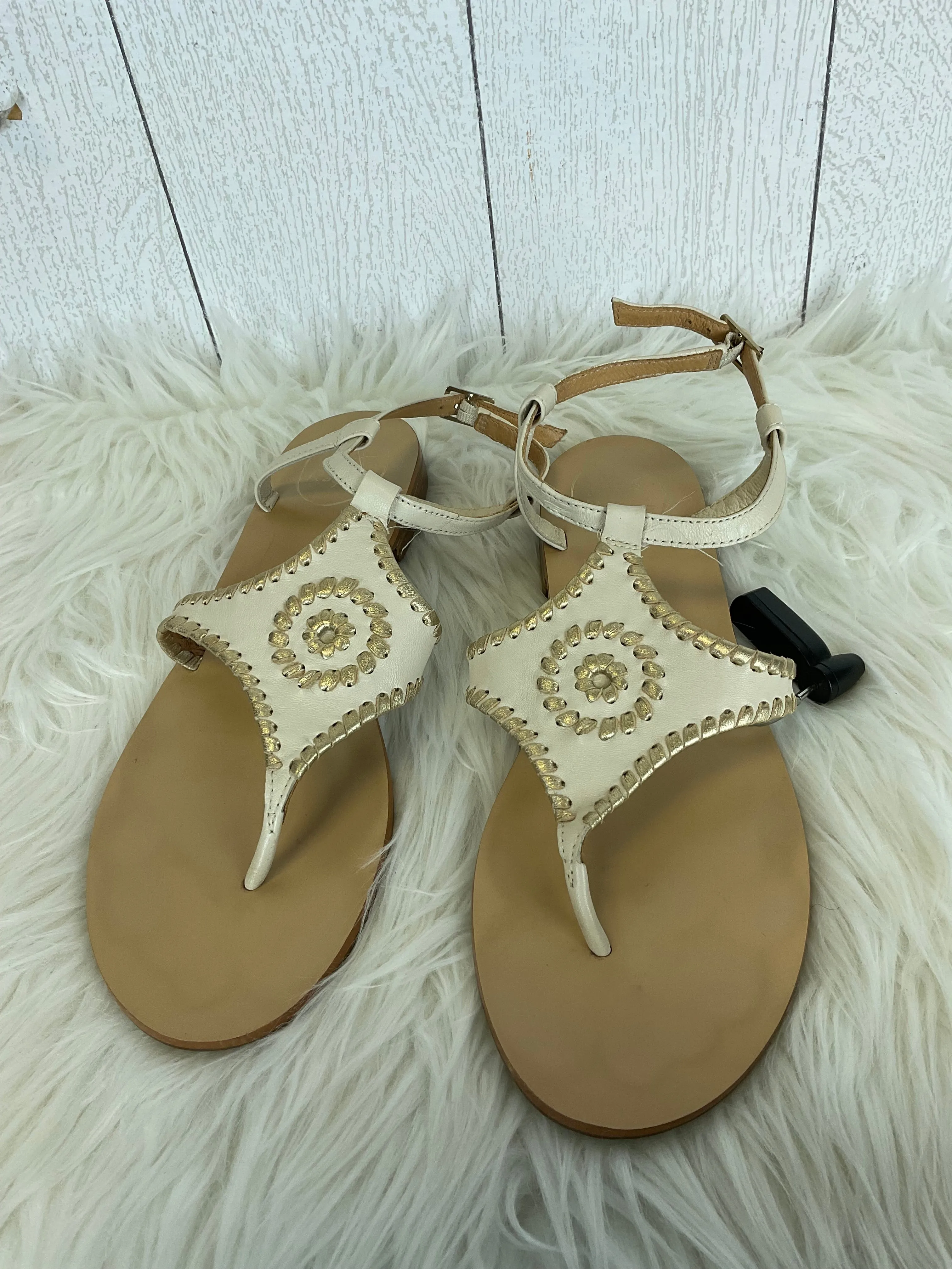 Cream Sandals Designer Jack Rogers, Size 9