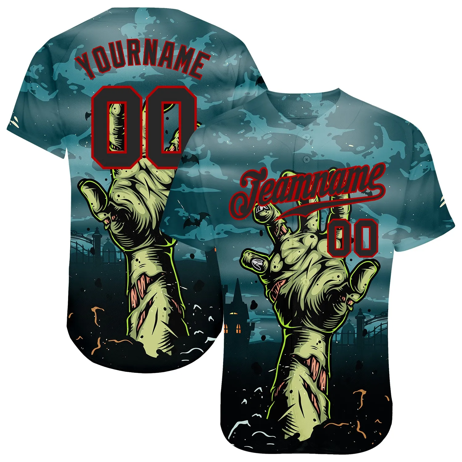 Custom 3D Pattern Halloween Horror Night Trick Treat Authentic Baseball Jersey