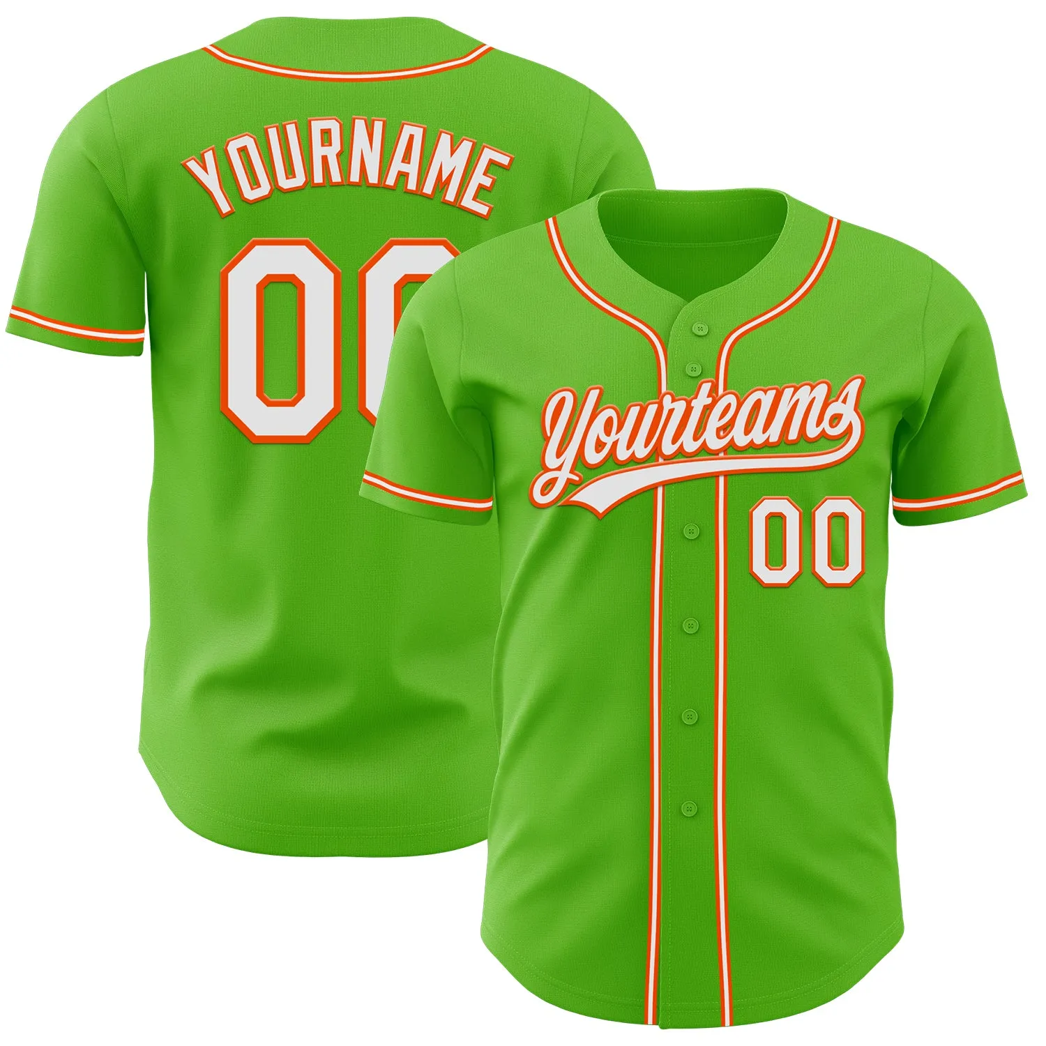 Custom Aurora Green White-Orange Authentic Baseball Jersey