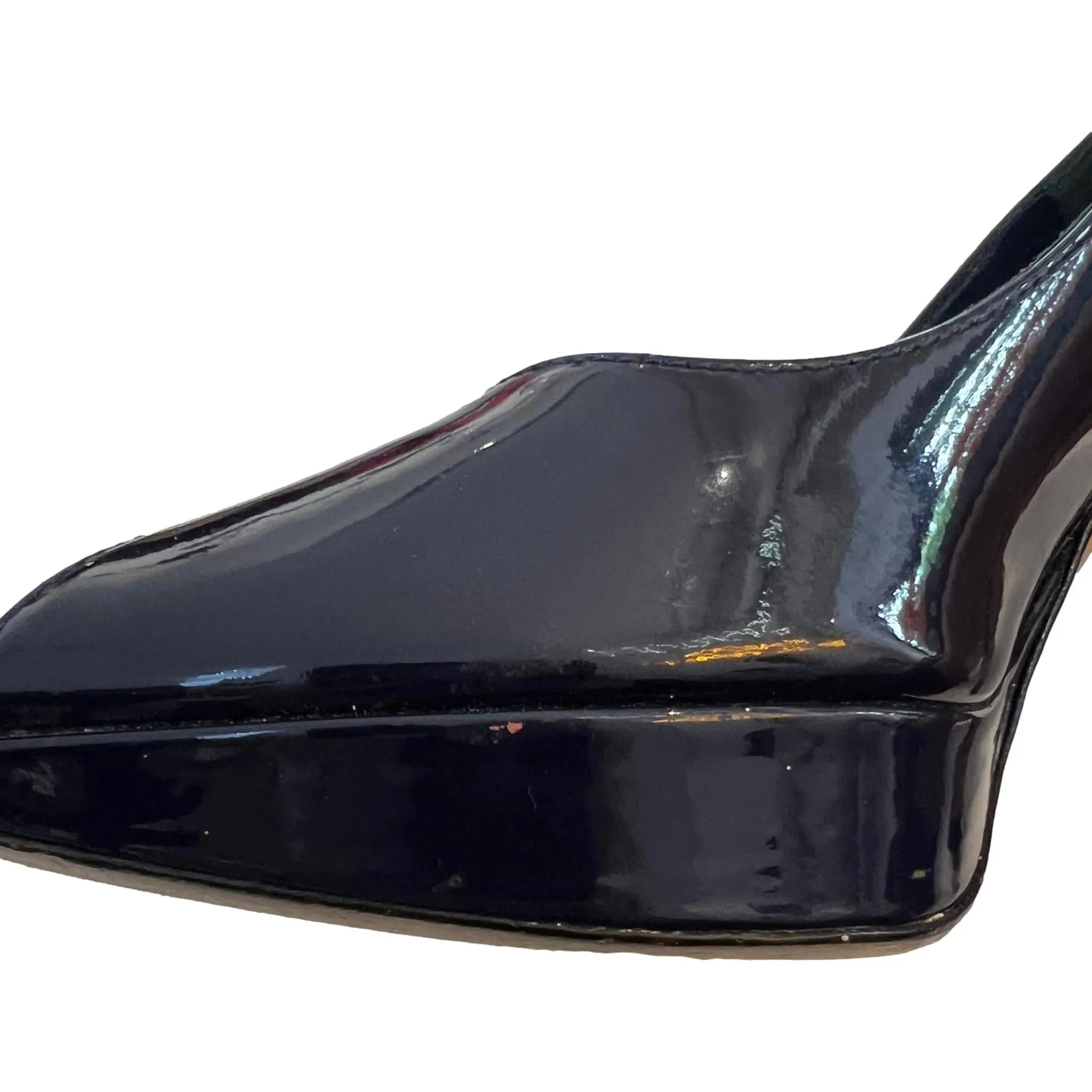 Dior Patent Leather Peep-Toe Pumps. Size 38.5