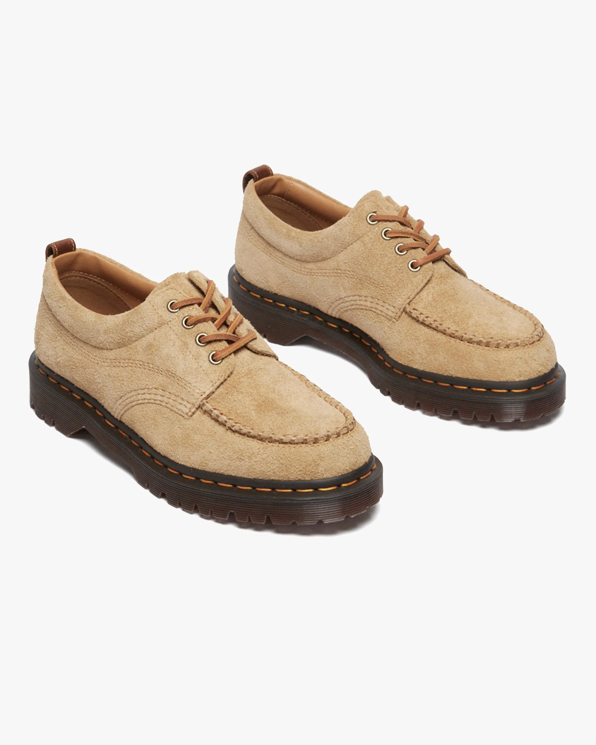 Dr Martens Archive Lowell 4-Eye Moc Toe Shoe - Tan Hairy Suede / Butterscotch Orleans