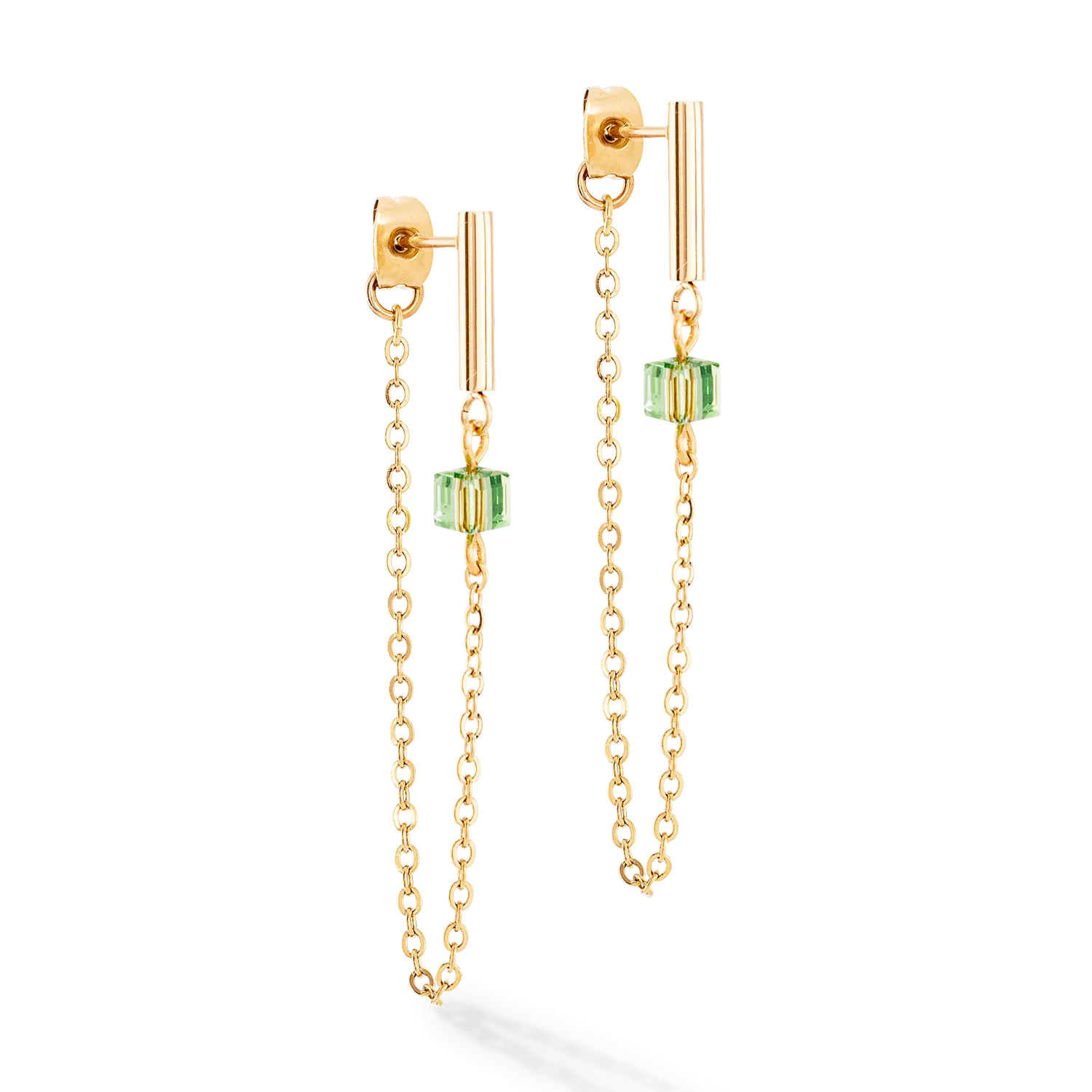 Earrings Mini Cubes & Chain gold-green