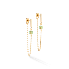 Earrings Mini Cubes & Chain gold-green