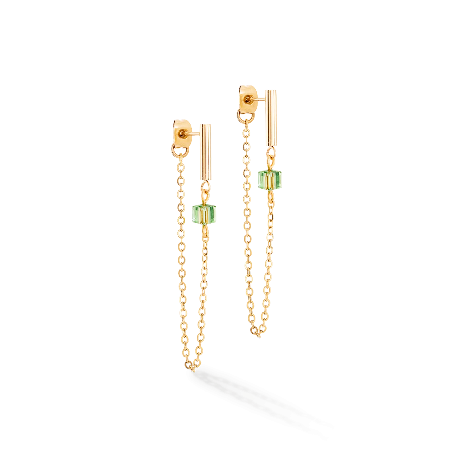 Earrings Mini Cubes & Chain gold-green