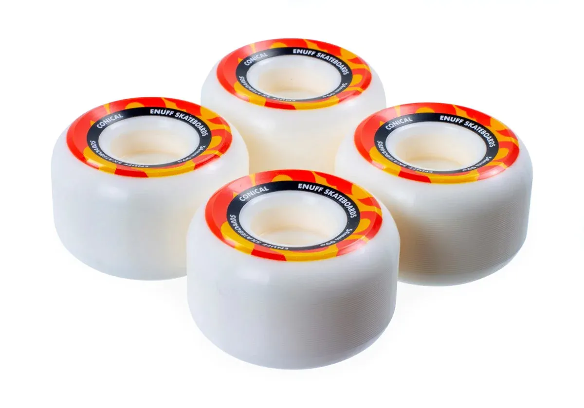 Enuff Wheels Conical 54mm White Orange 4 Pack