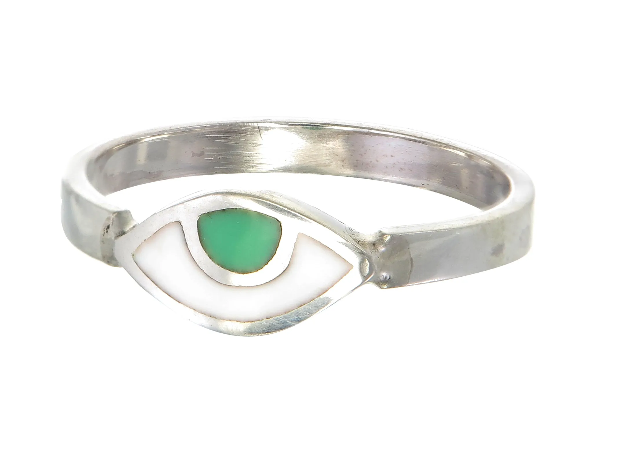 EYE SPY RING - GREEN - SILVER