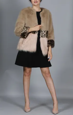 Faux Fur Coat With Leopard Print