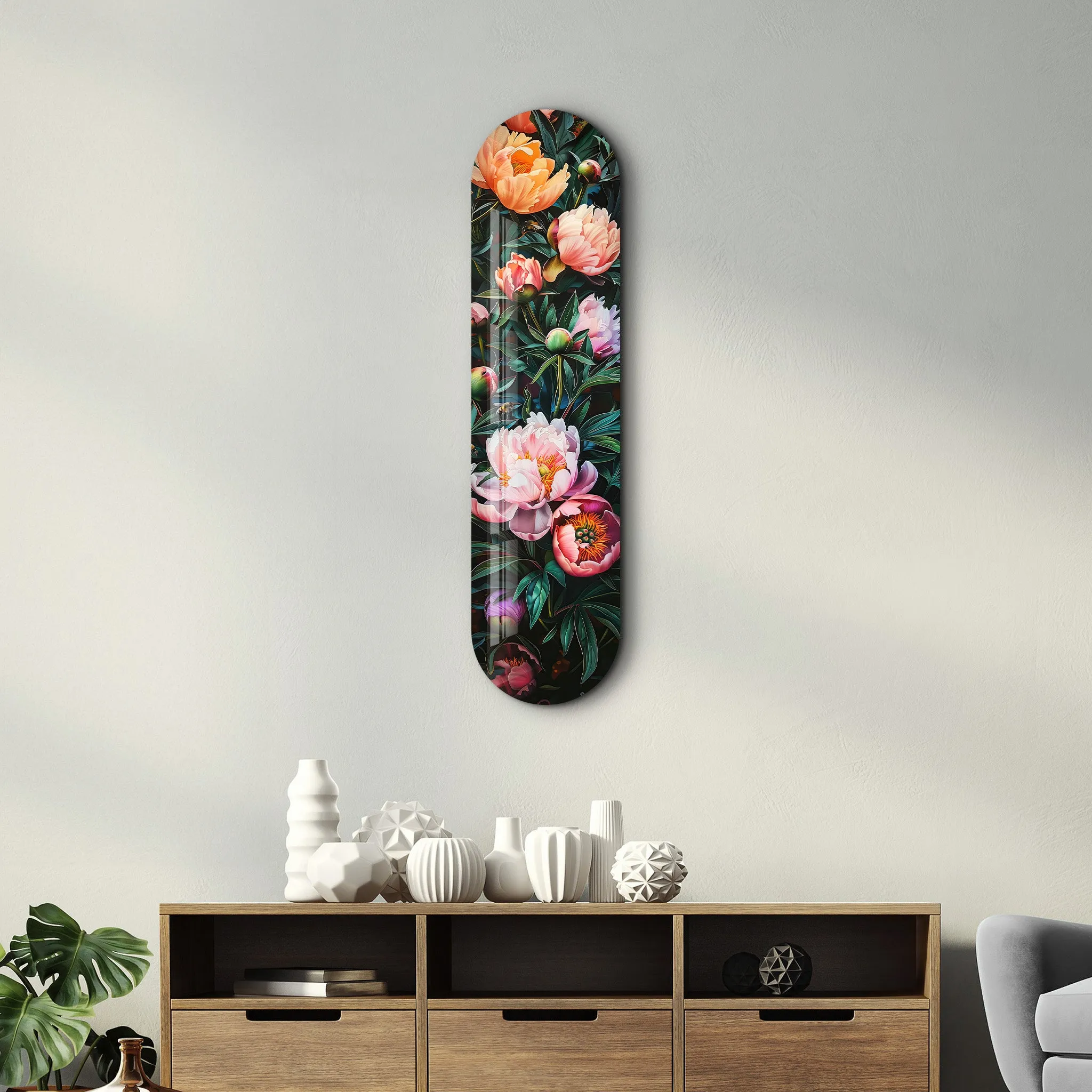 Flowers Painting  V4 | Glass Wall Art