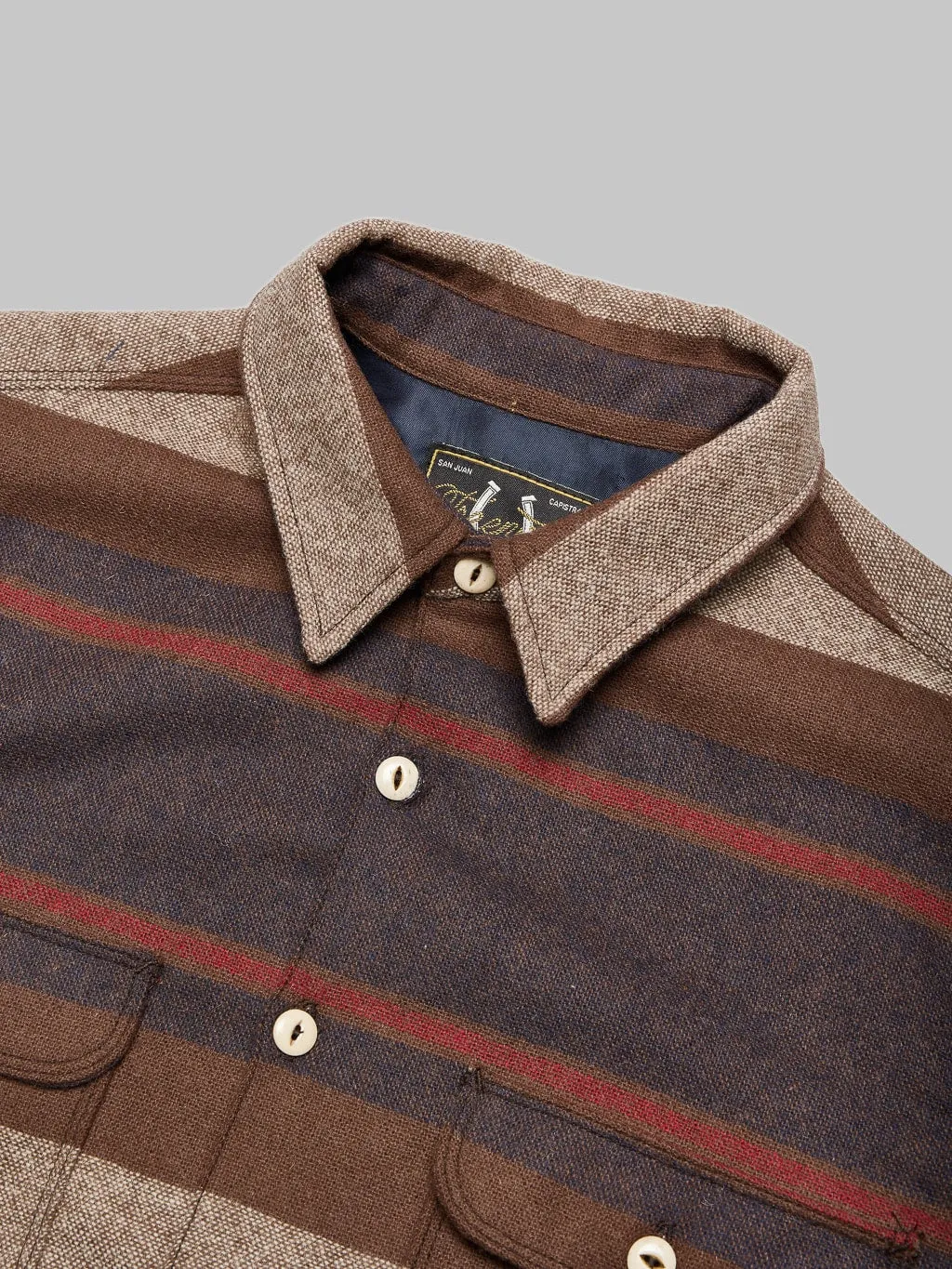 Freenote Cloth Benson Brown Stripe Overshirt