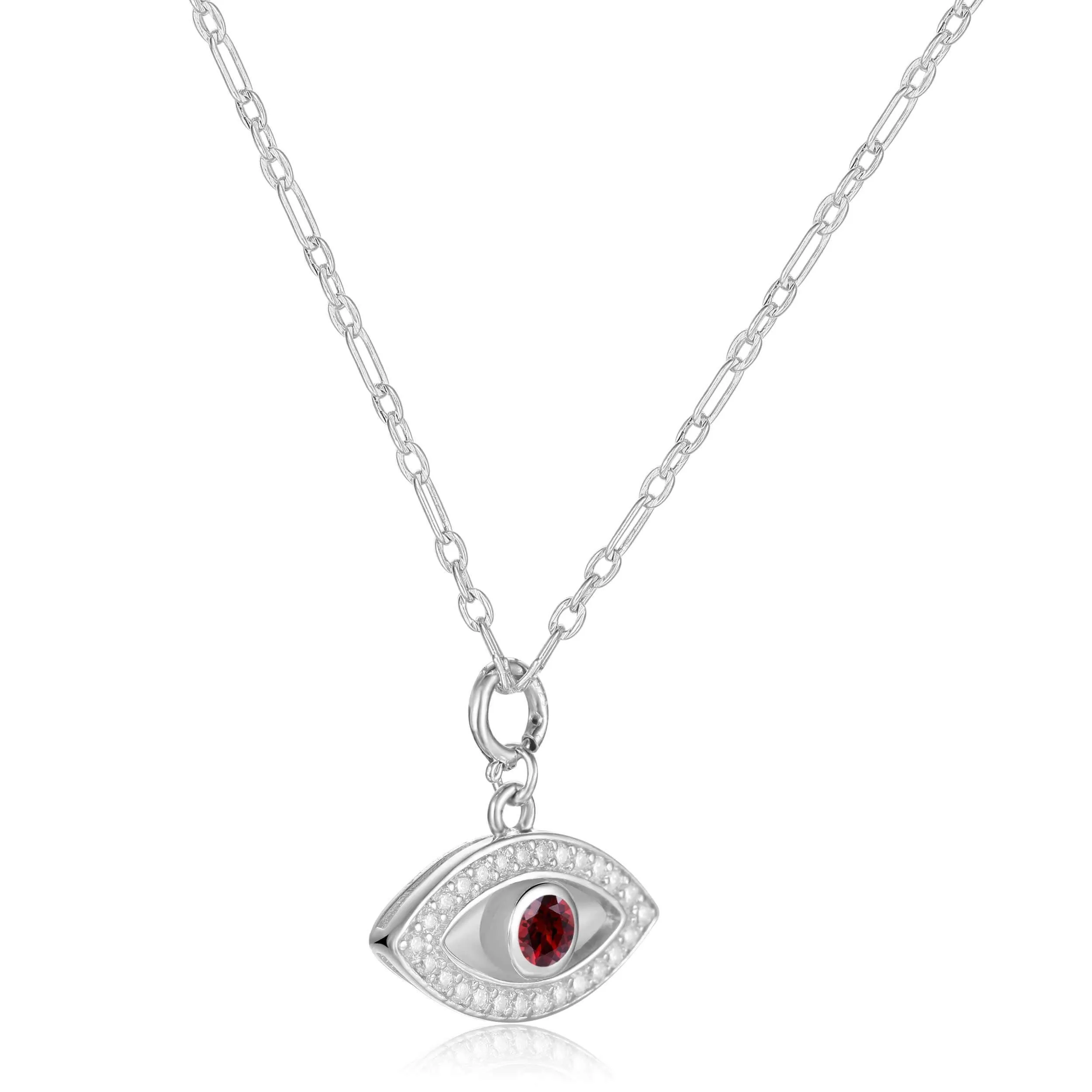 Garnet Evil Eye Necklace