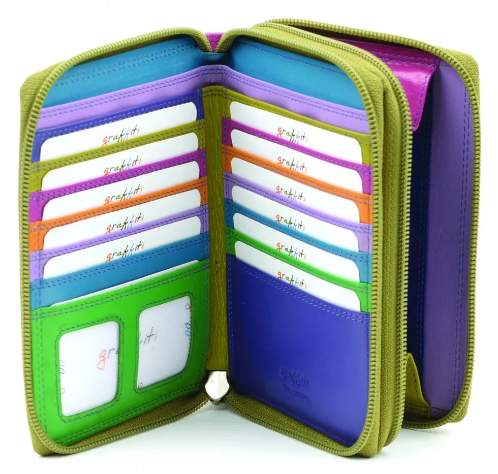 Graffiti 2 Zip Section Purse - Available in a selection of colours