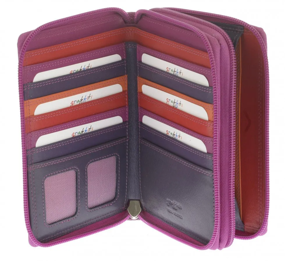 Graffiti 2 Zip Section Purse - Available in a selection of colours