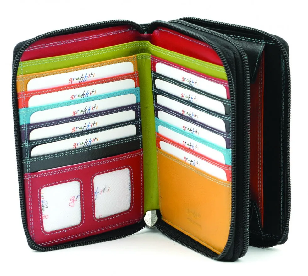 Graffiti 2 Zip Section Purse - Available in a selection of colours