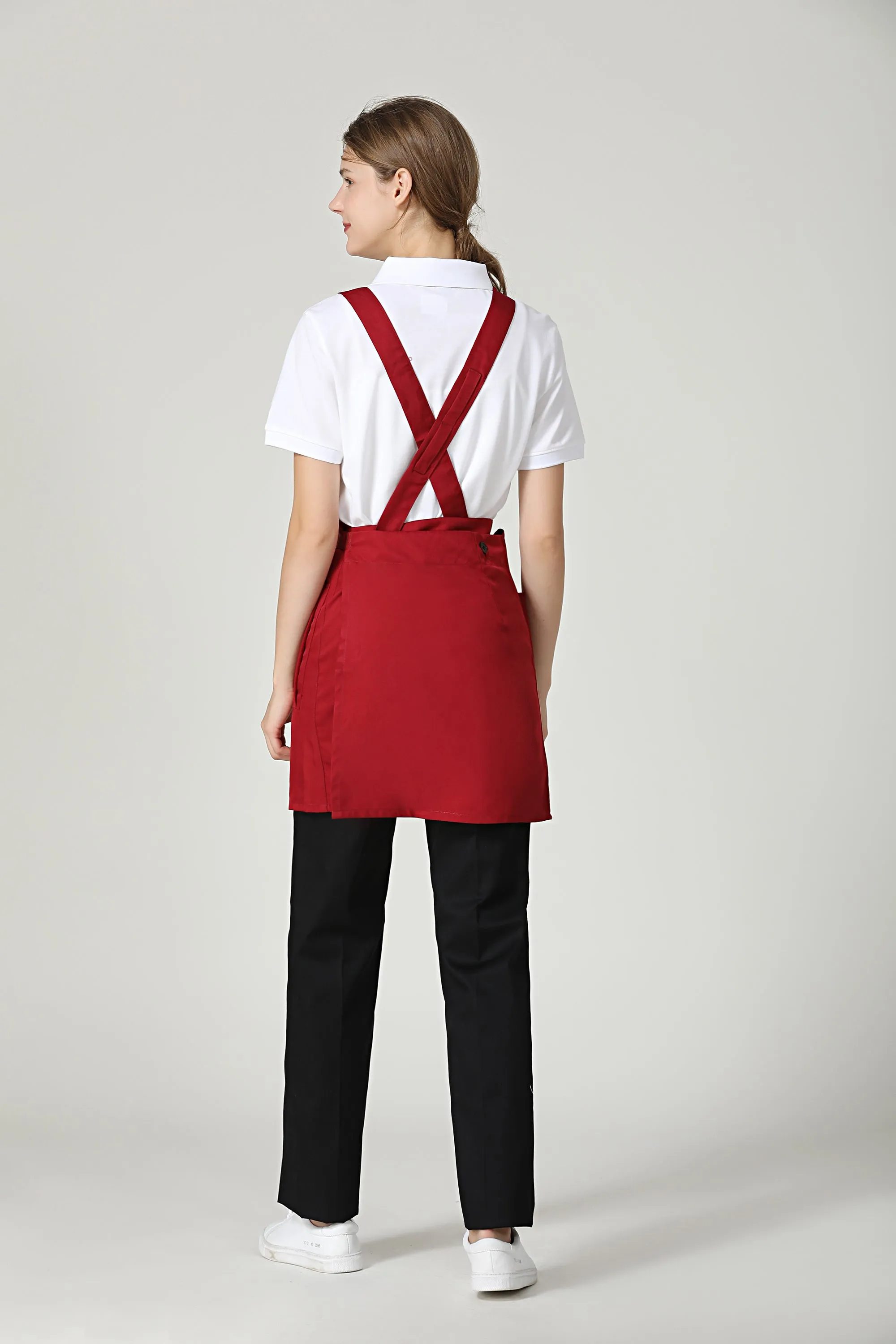 Gretel Maroon Service Bib Apron