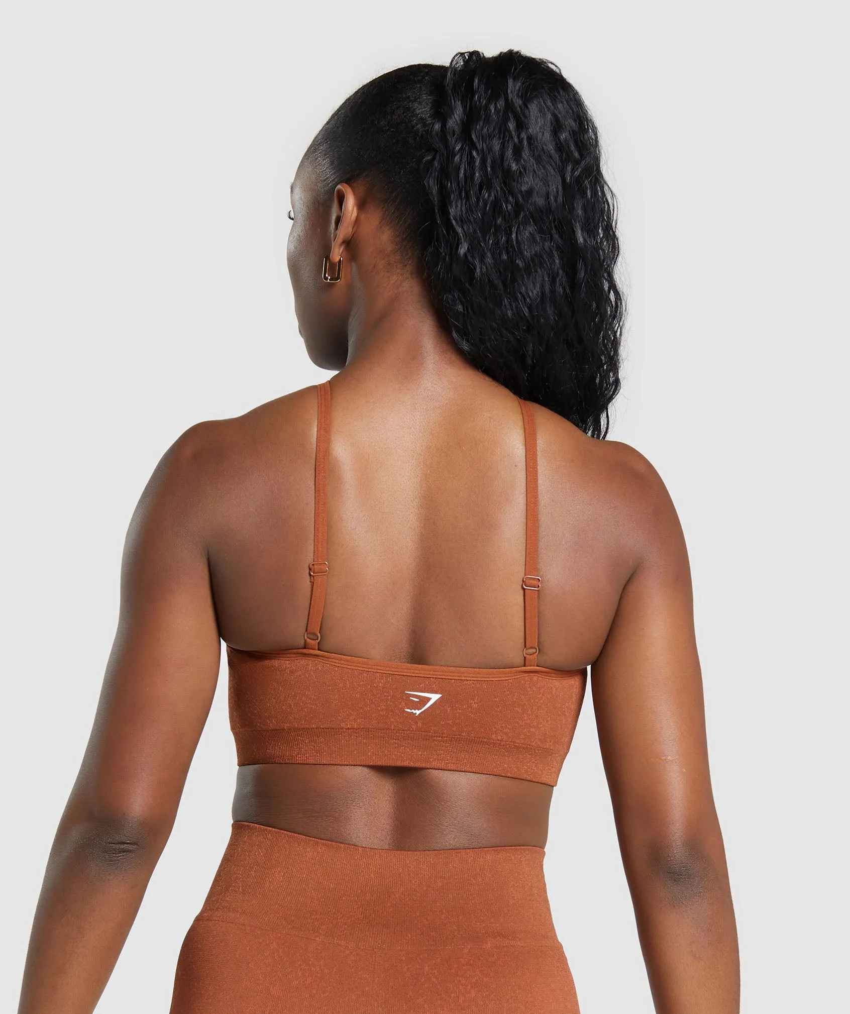 Gymshark Adapt Fleck Seamless Halterneck Bralette - Copper Brown/Terracotta Orange