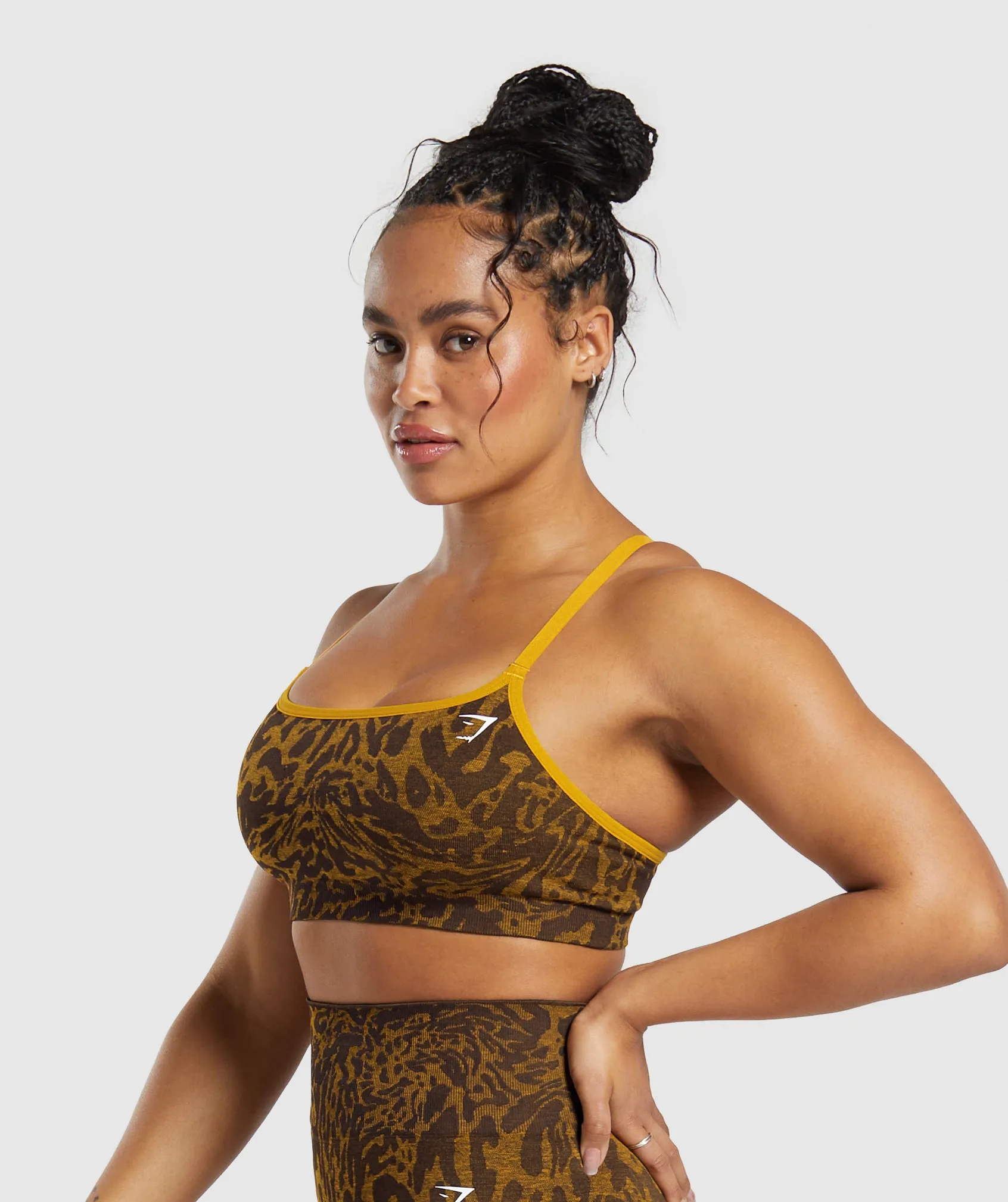 Gymshark Adapt Safari Seamless Sports Bra - Archive Brown/Burnt Yellow