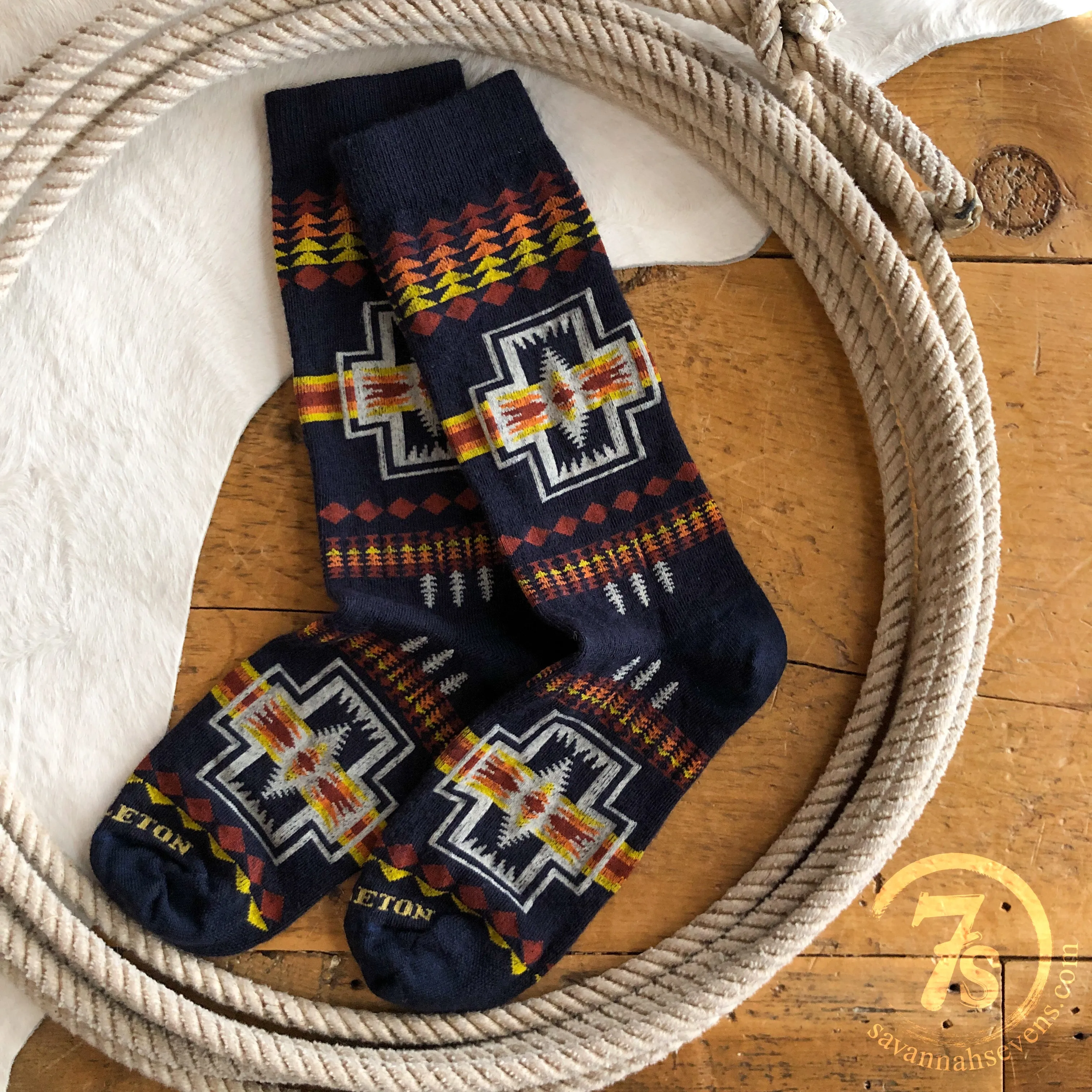 Harding Navy Pendleton Crew Sock