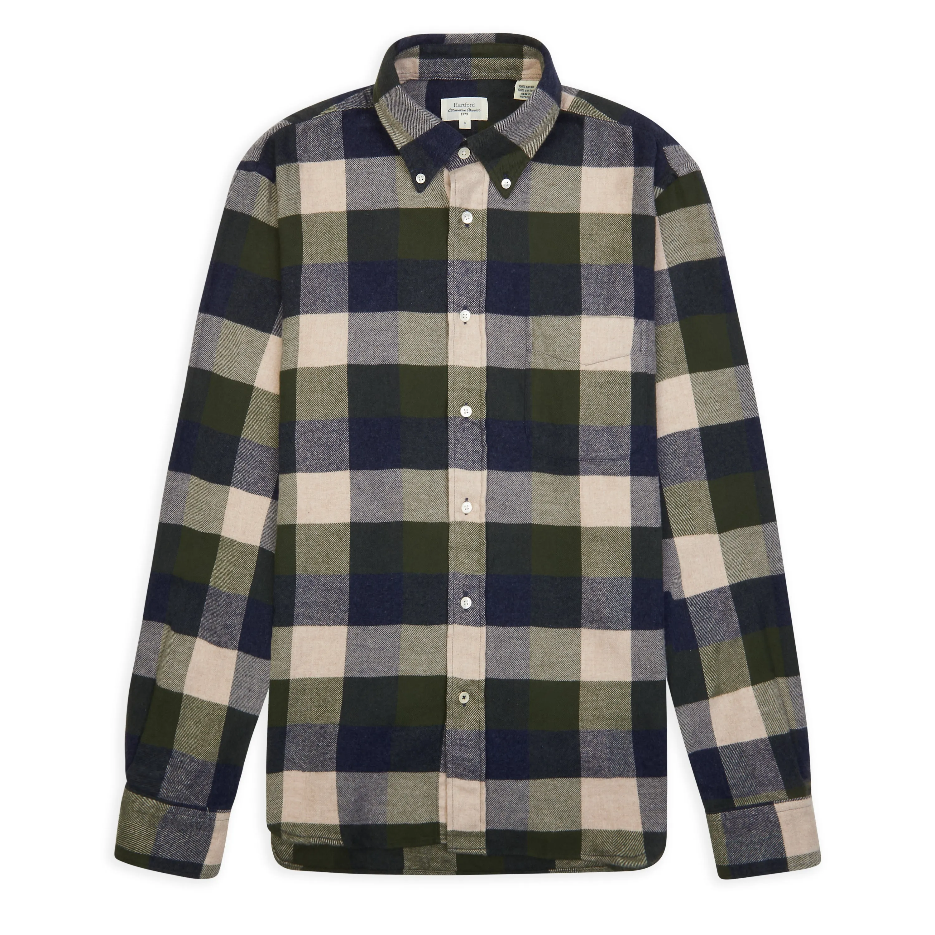 Hartford Pitt Woven Shirt - Navy, Army & Natural