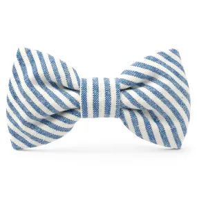 Lake Blue Stripe Dog Bow Tie