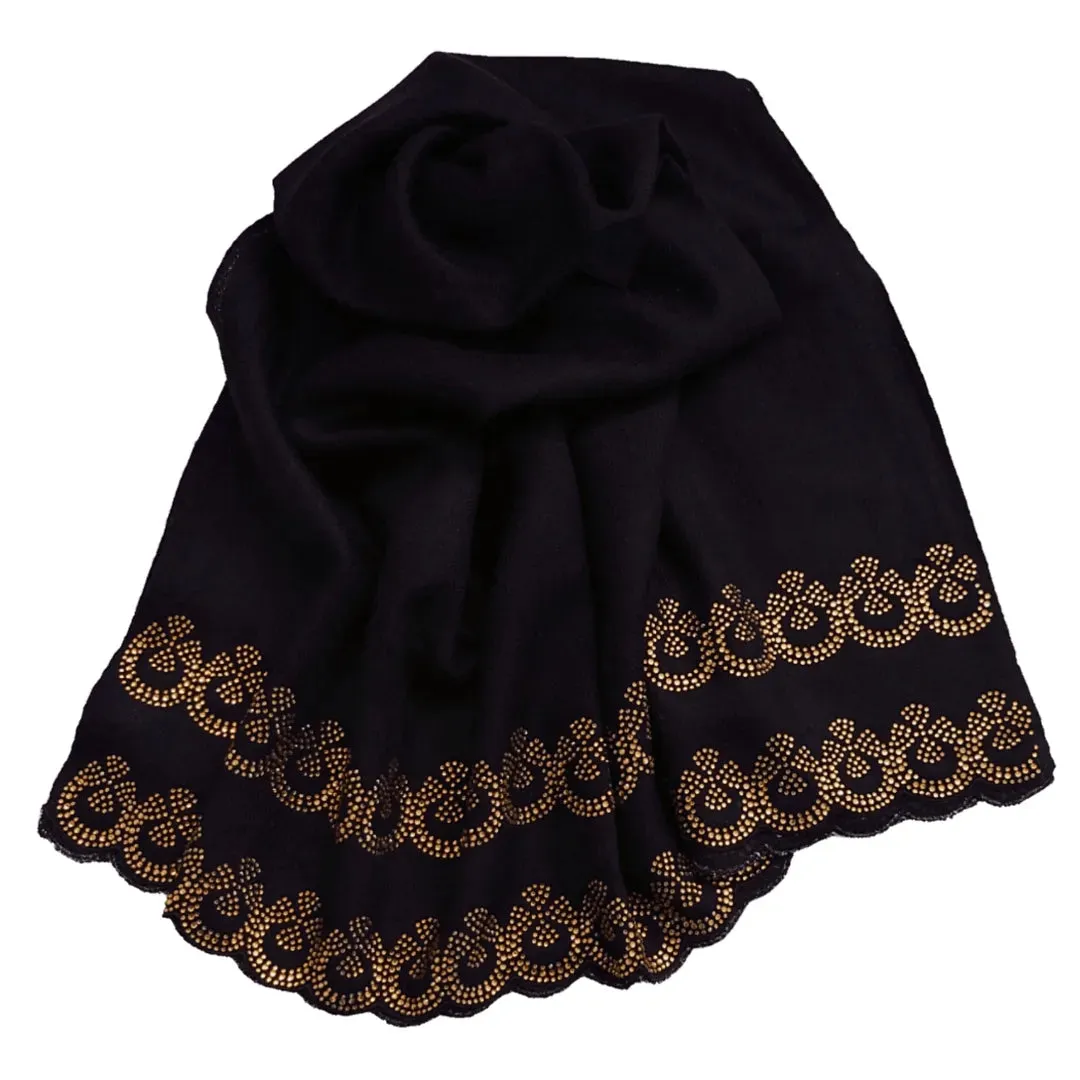 Large Pashmina Shawl with Crystal Beads Border