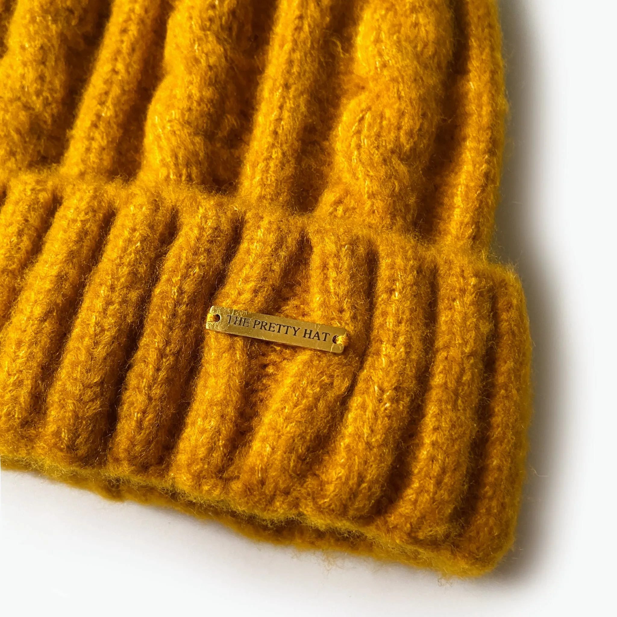 Laura Satin Lined Beanie With Detachable Pom - Spiced Mustard