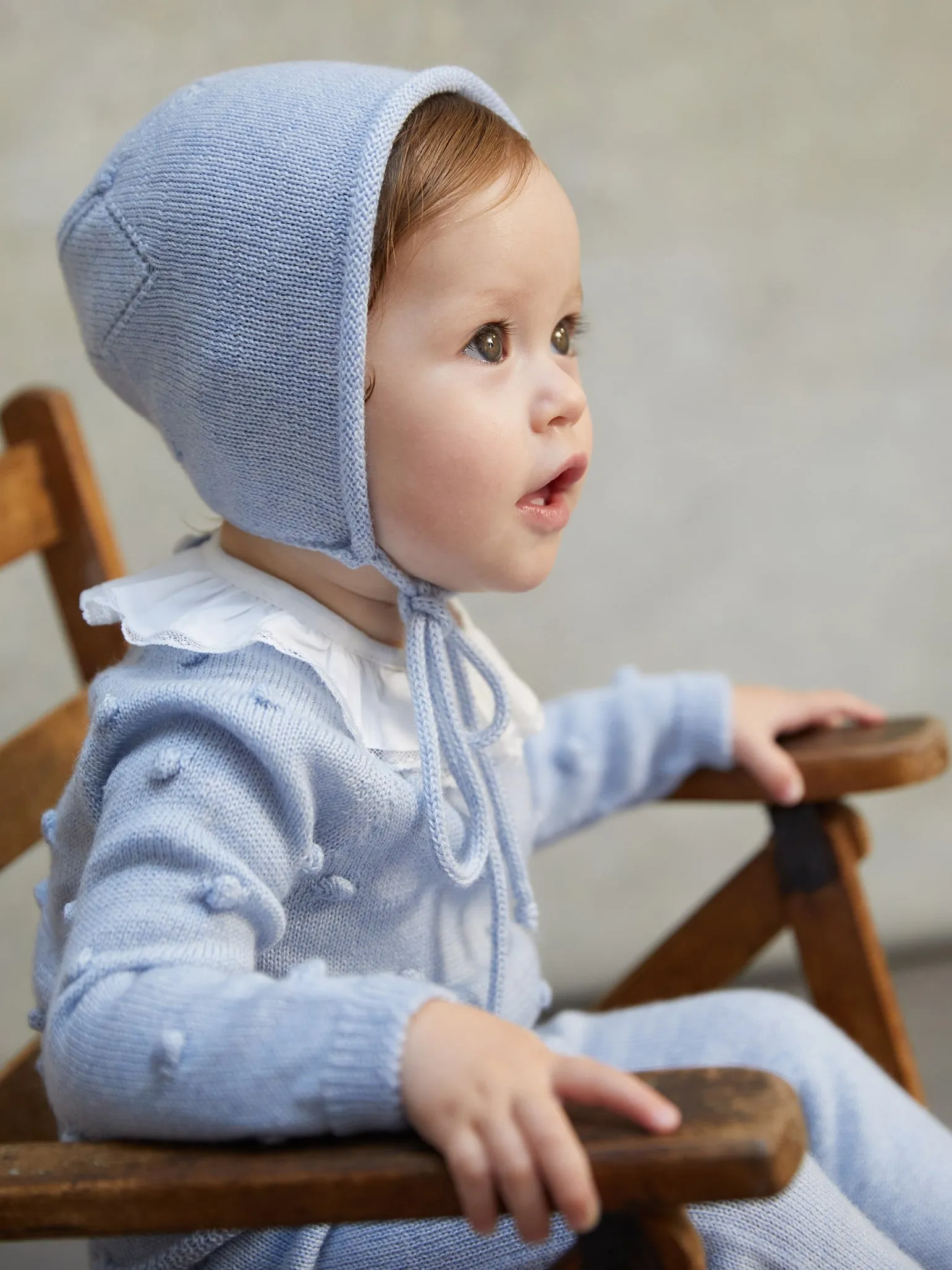 Light Blue Eldara Merino Baby Bonnet