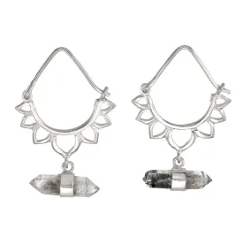 LOTUS CRYSTAL EARRINGS - SILVER