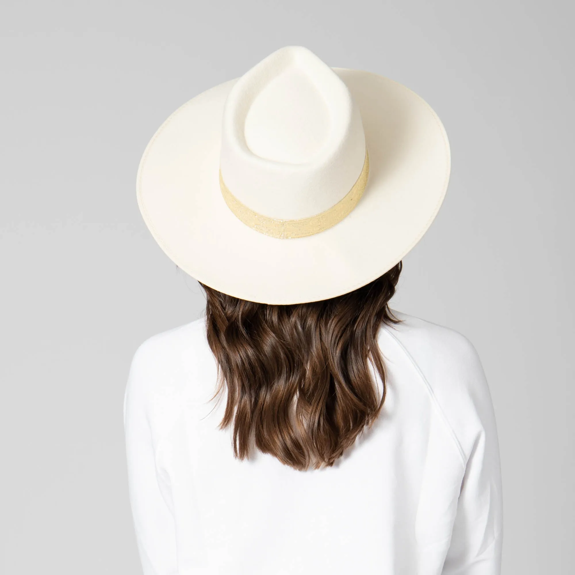 Love At First Sight- Women's Wool Felt Fedora Gold Jacquard Band