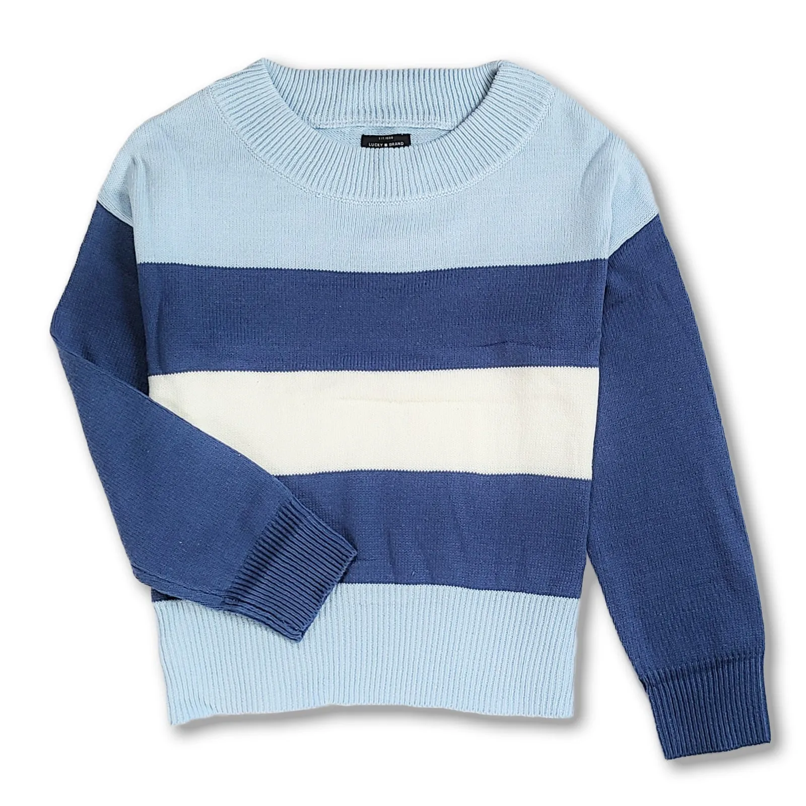 Lucky Brand Cozy Soft Cotton Blend Colorblock Sweater