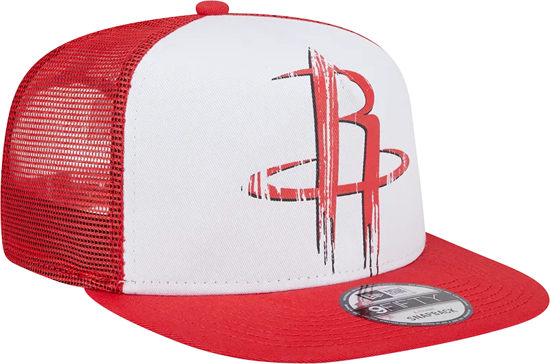 Men's Houston Rockets New Era 9FIFTY Distressed Trucker Adjustable Cap