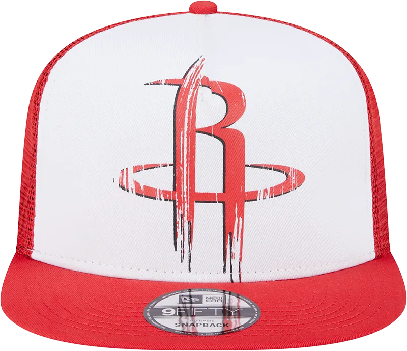 Men's Houston Rockets New Era 9FIFTY Distressed Trucker Adjustable Cap