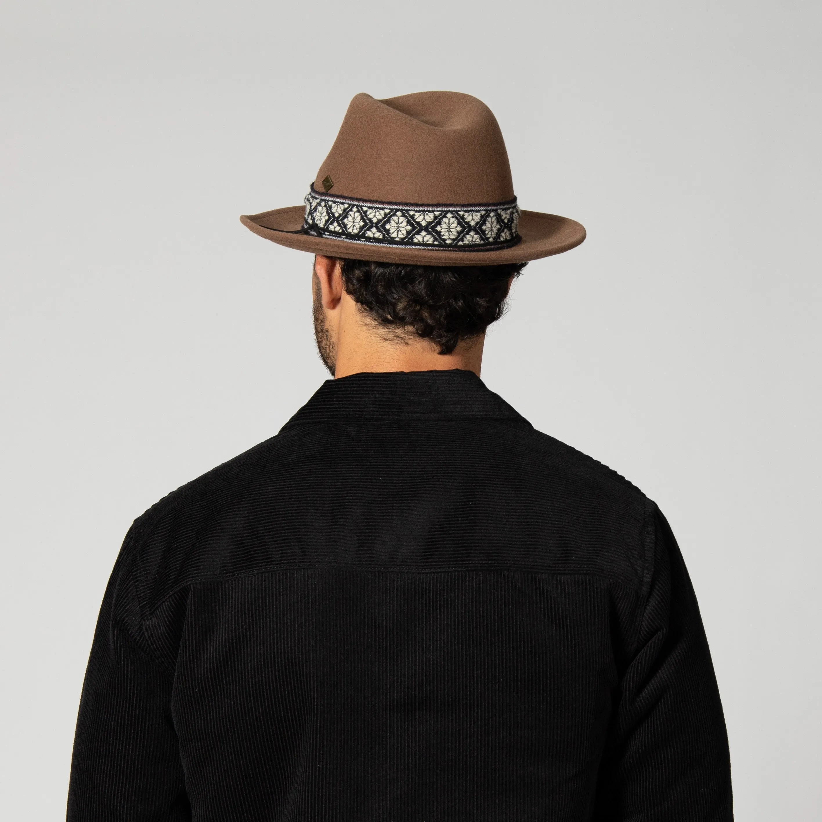 Men's Wool Felt Fedora With Textured Jacquard Band