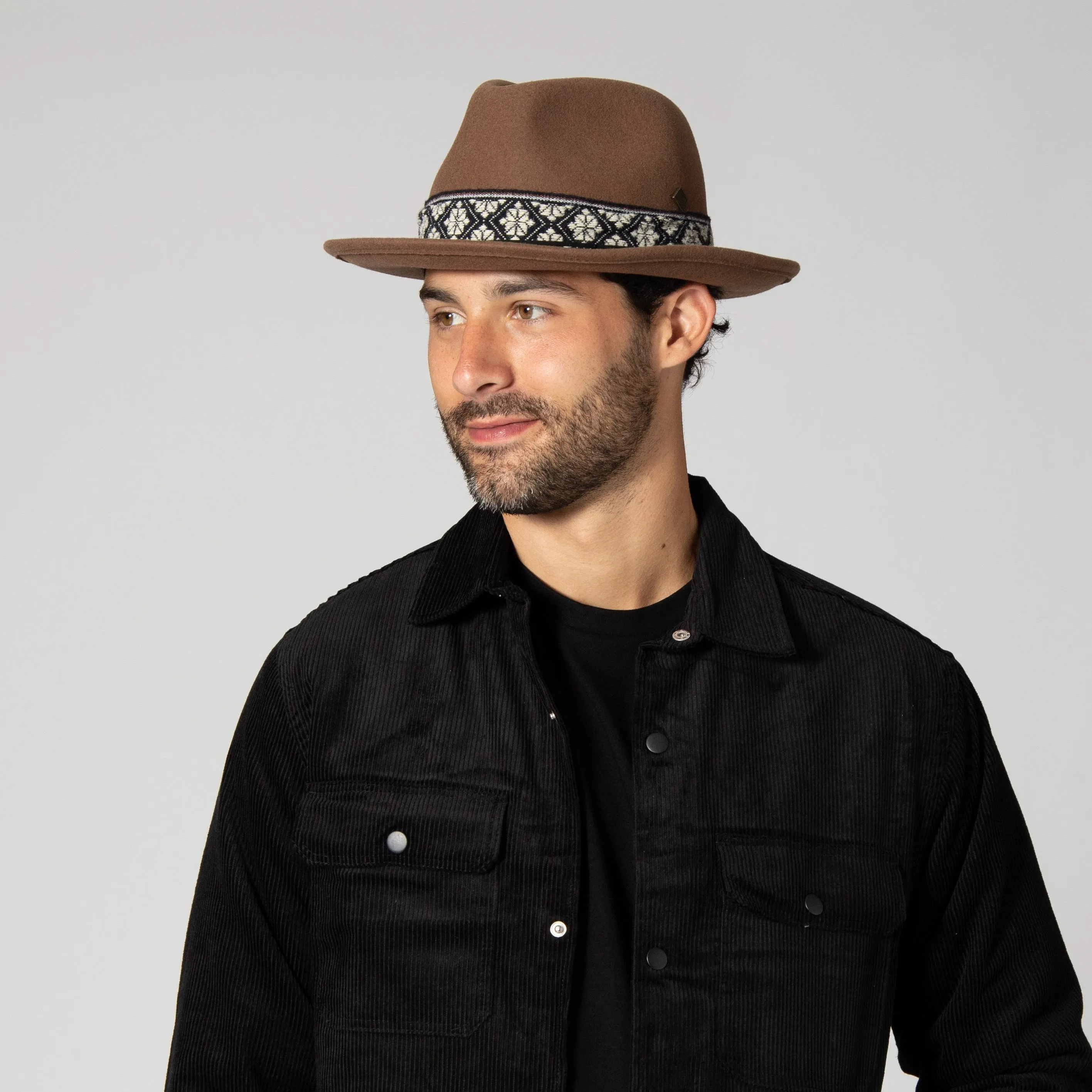 Men's Wool Felt Fedora With Textured Jacquard Band