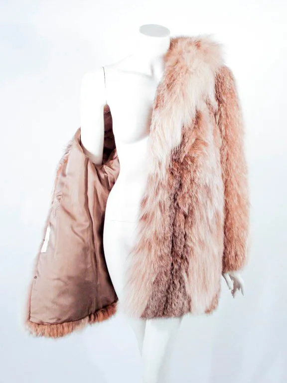 MICHAEL FORREST 1970s Vintage Caramel and Cream Lynx Car Coat