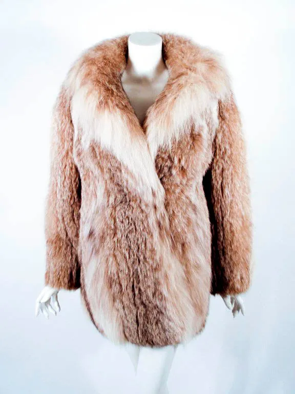 MICHAEL FORREST 1970s Vintage Caramel and Cream Lynx Car Coat