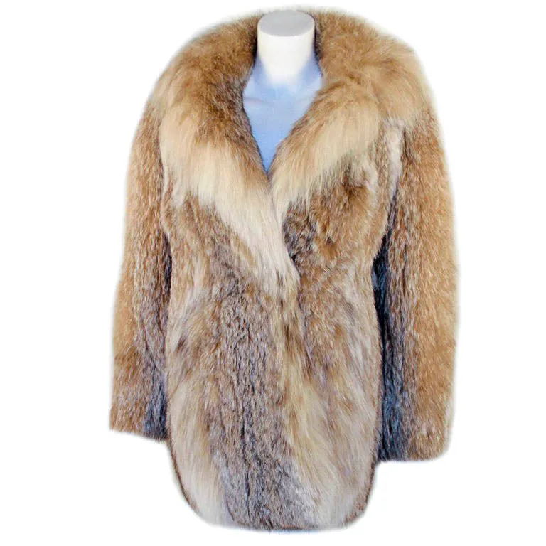 MICHAEL FORREST 1970s Vintage Caramel and Cream Lynx Car Coat