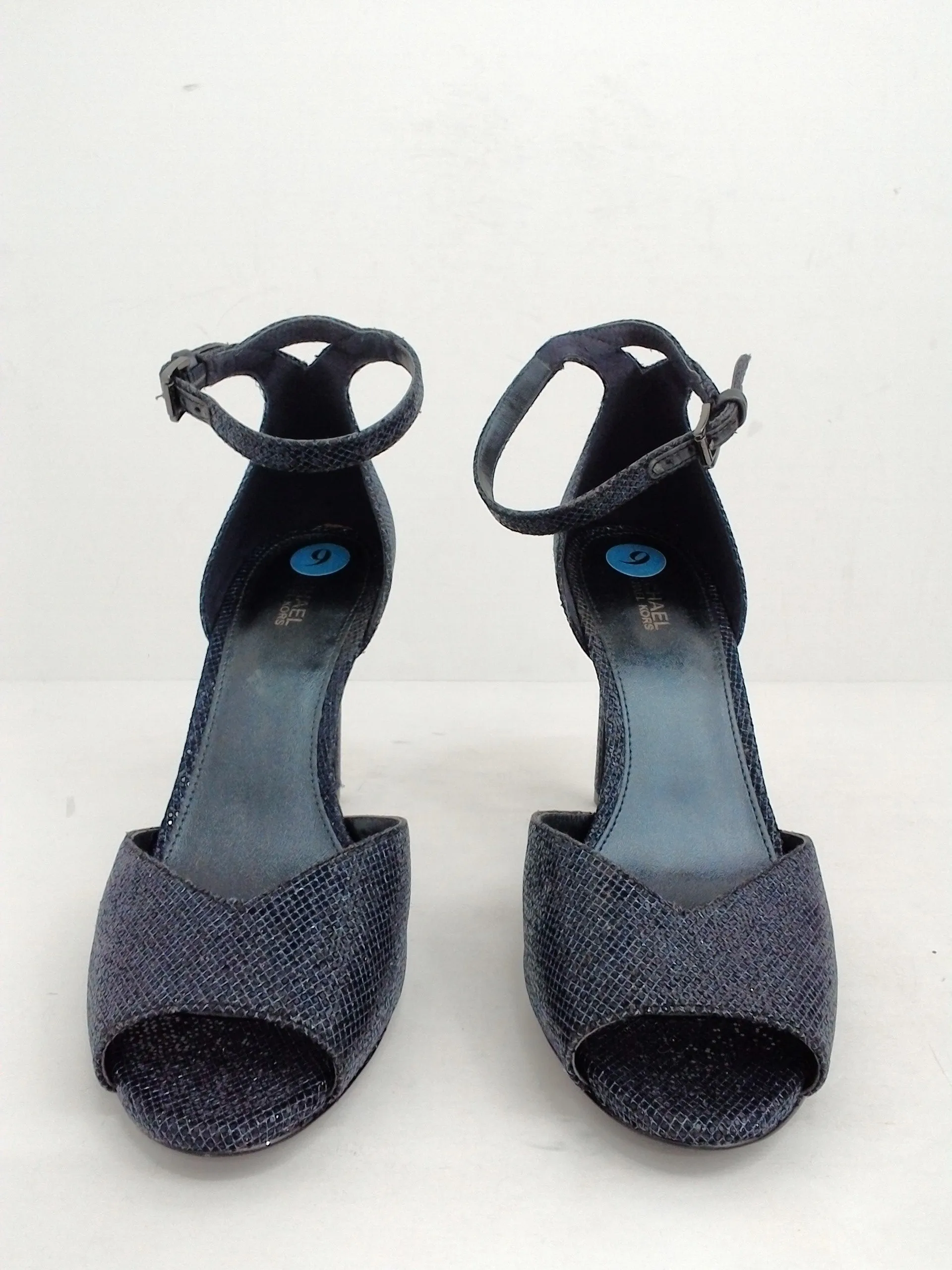 MICHAEL Michael Kors Women's Malinda Heel Sandal Dark Blue Size 9 M